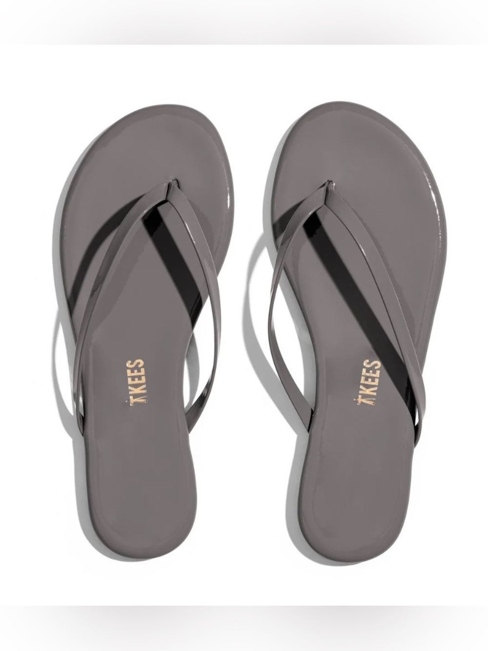 TKEES Glossy Gray Flip Flop Sandals